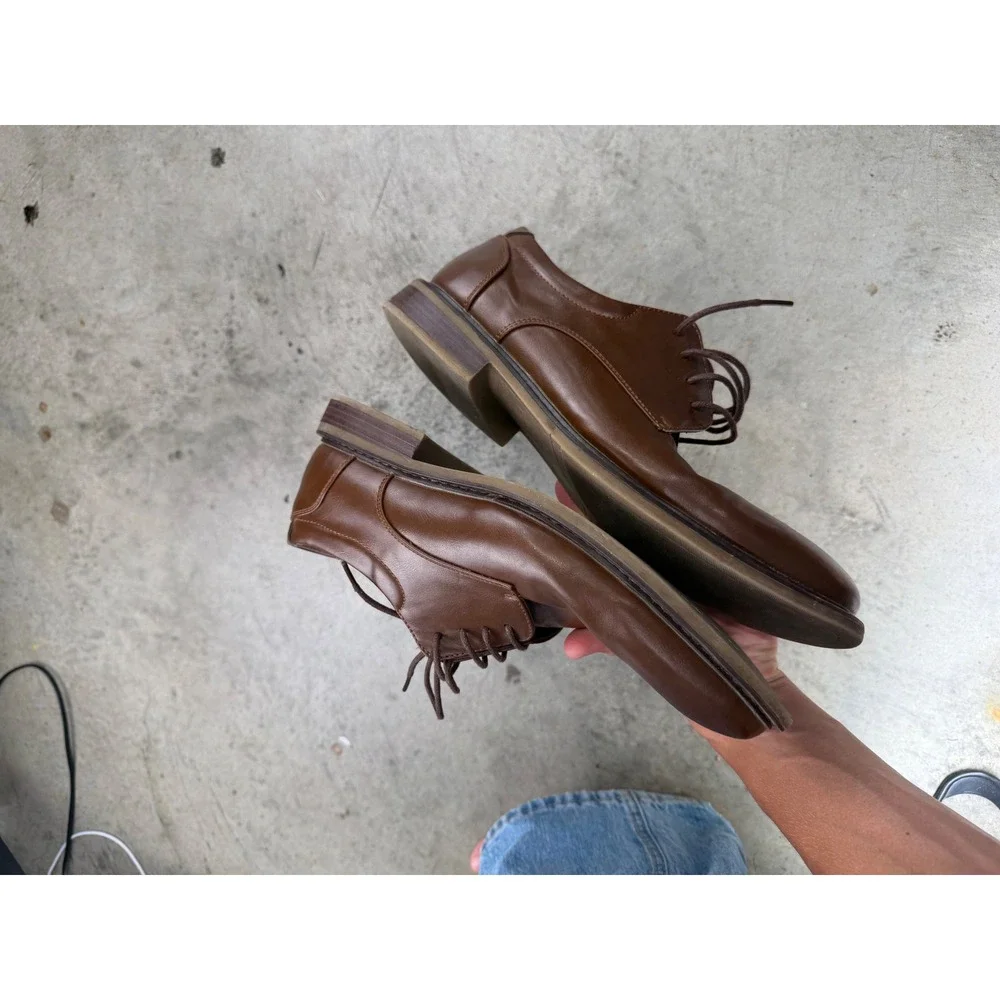 Vintage Hugo Vitelli Mens Brown Derby Shoes Lace Up Oxfords 9.5 EEE Casual